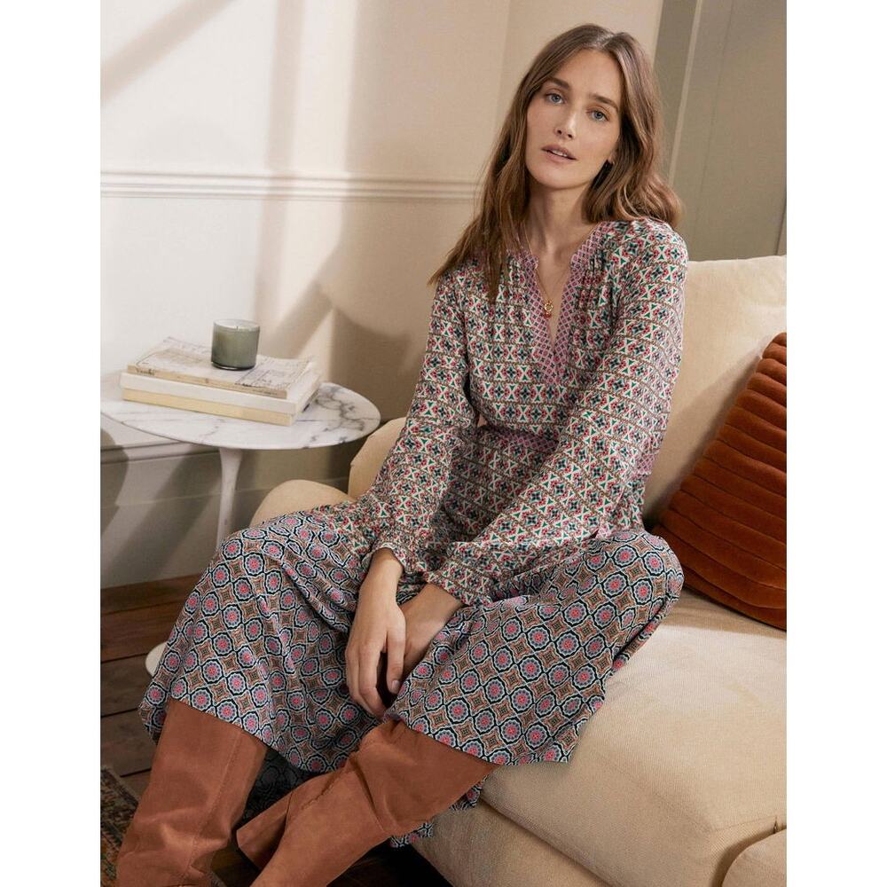 Boden Multicolor Patterned Midi Dress - Picture 4 of 11